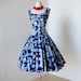 vintage 1950's dress ...gorgeous rare HALE HAWAII blue hawaiian cotton floral shelf-bust double strap full circle skirt pin-up sun dress