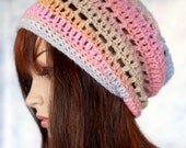 Wool Slouchy Beanie Hat in Pink and Blue and Pastel Shades for Him or Her