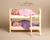 Newborn Twins Small Whimsical Photography Prop Posing Bunk Bed and Foam Mattresses - DIY Stackable Doll Beds with Ladder