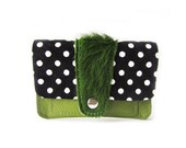 leather wallet green hair dots