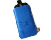 Samsung Galaxy SIII sleeve blue leather pig case