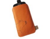 Samsung Galaxy SIII sleeve orange leather pig case