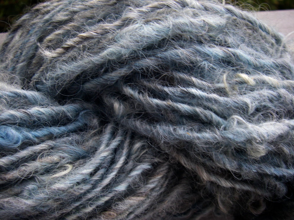 Handspun Lincoln Longwool Wool Yarn in Light Blue by KnoxFarmFiber