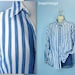 1980s Denim Shirt / Striped Button Down Shirt / Paris Sport Club