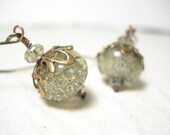 Black diamond earrings silvery grey platinum pyrite bubble gray lampwork