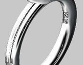 Heart 925 sterling silver stackable ring with white stones - OOAK