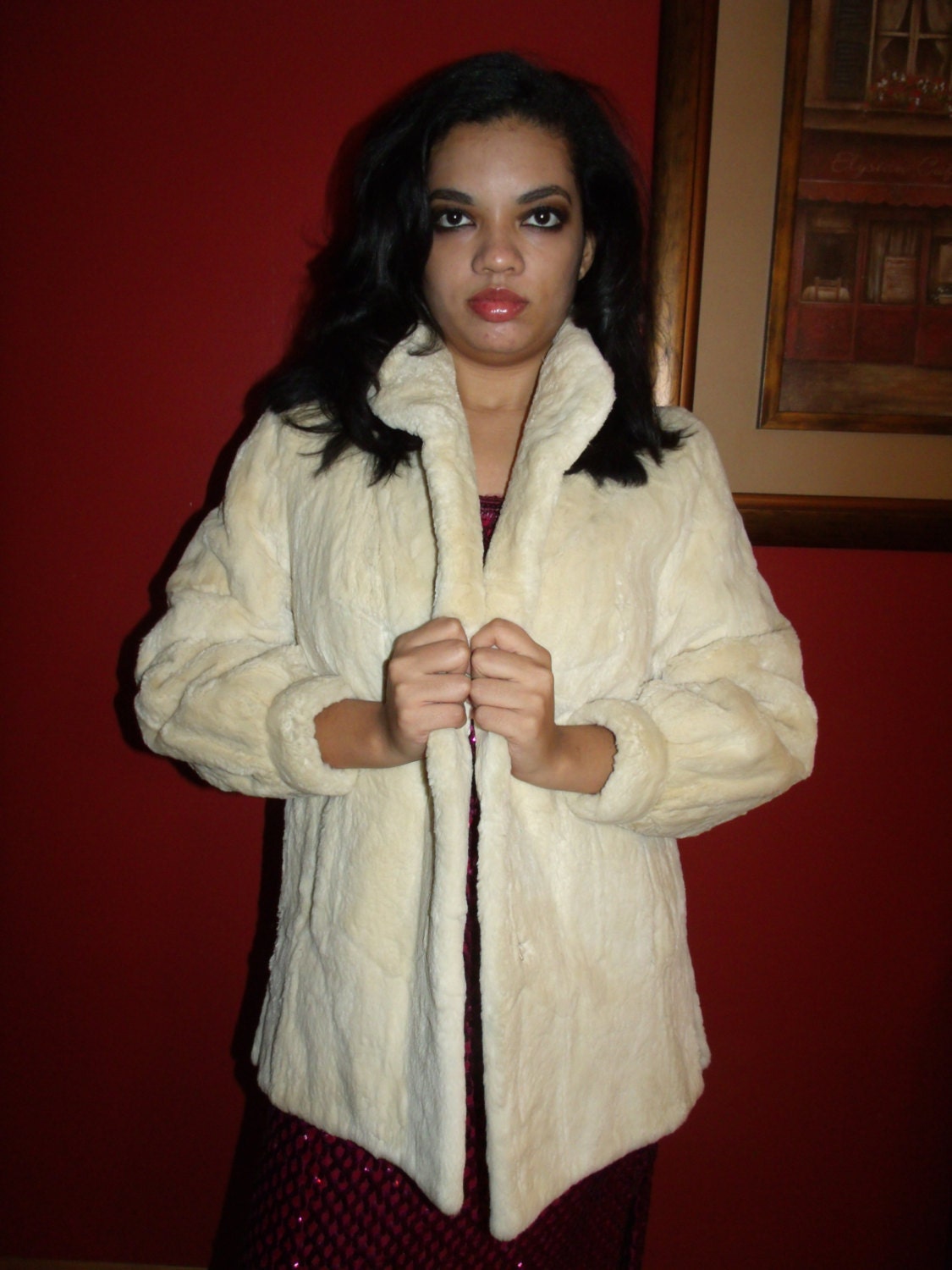 Pollacks Fur Sheared Off White Jacket