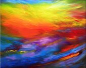 LARGE MODERN  fine art colorful original painting giclee on canvas abstract contemporary art  leearte - Carol Lee Art Studio