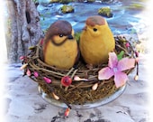 Love Birds Wedding Cake Topper, Bird Nest Cake Topper, Woodland Wedding Cake Topper, Spring Wedding Cake Topper, Garden Wedding