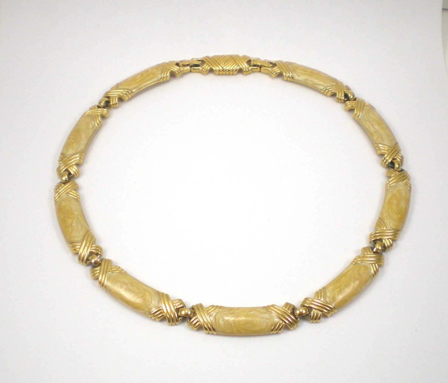 Vintage Monet Necklace Gold Tone Enamel Choker