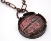 Fold Formed Necklace, Copper Necklace, Red Necklace, Unusual Jewelry, Circle Armor Necklace