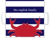 NEW Melamine Personalized Nautical Crab Tray