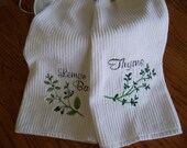 Kitchen Garden Fresh Herb Embroidered Dish Towels Handmade Housewares Wedding Gifts