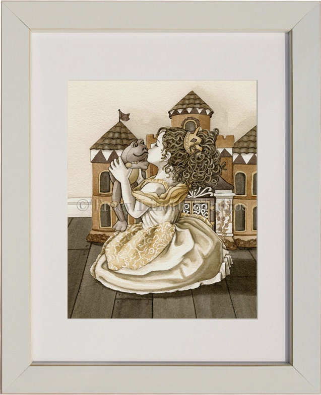 The Princess And The Frog - 8"x10" archival watercolor print by Tracy Lizotte