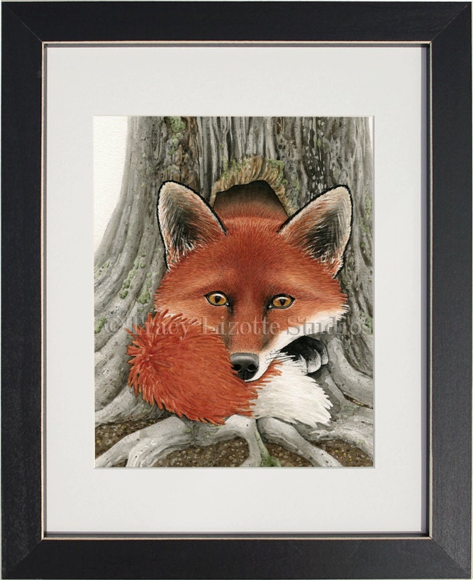 Fox Hole - 8"x10" archival watercolor print by Tracy Lizotte