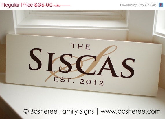 ON SALE Personalized Family SIgn Painted Wood Established Sign with Family Name. Great Gift Idea - ETS-13