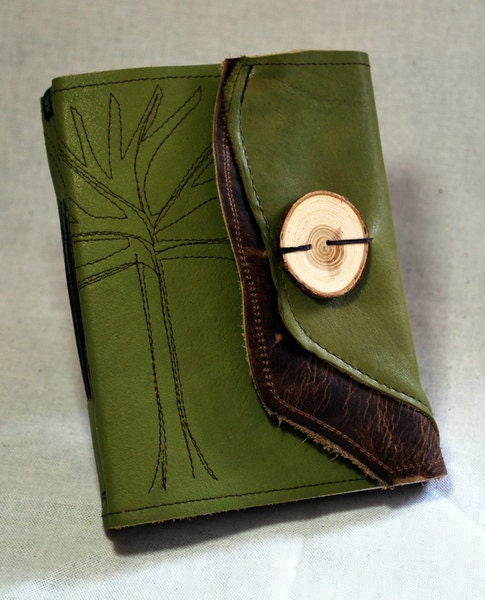 Medium Bright Green Leather Tree Journal