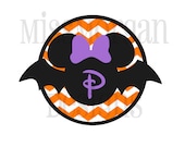Personalized  Chevron Bat Halloween Minnie Mouse iron on decal vinyl for shirt