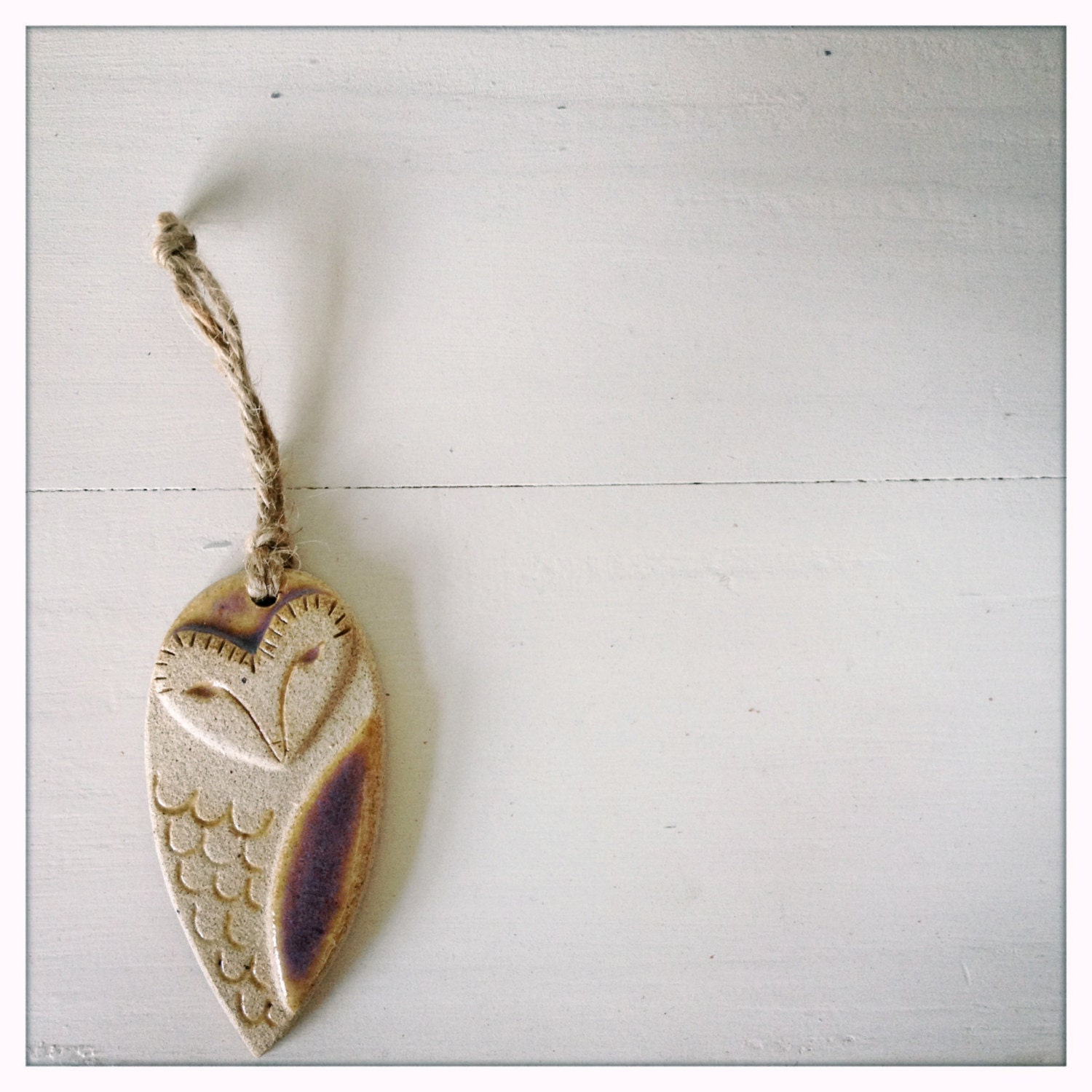 barn owl ornament - hyacinth purple with amber highlights (1)