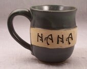NANA  Mug Ceramic Coffee Cup Blue Green  Handmade Wheel Thrown Stoneware Ceramics   Pottery