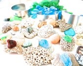 1 1/2 Inch - Beachcomber Cuff Bracelet, Aluminum, Beach, Ocean, Sea Glass, One of a Kind