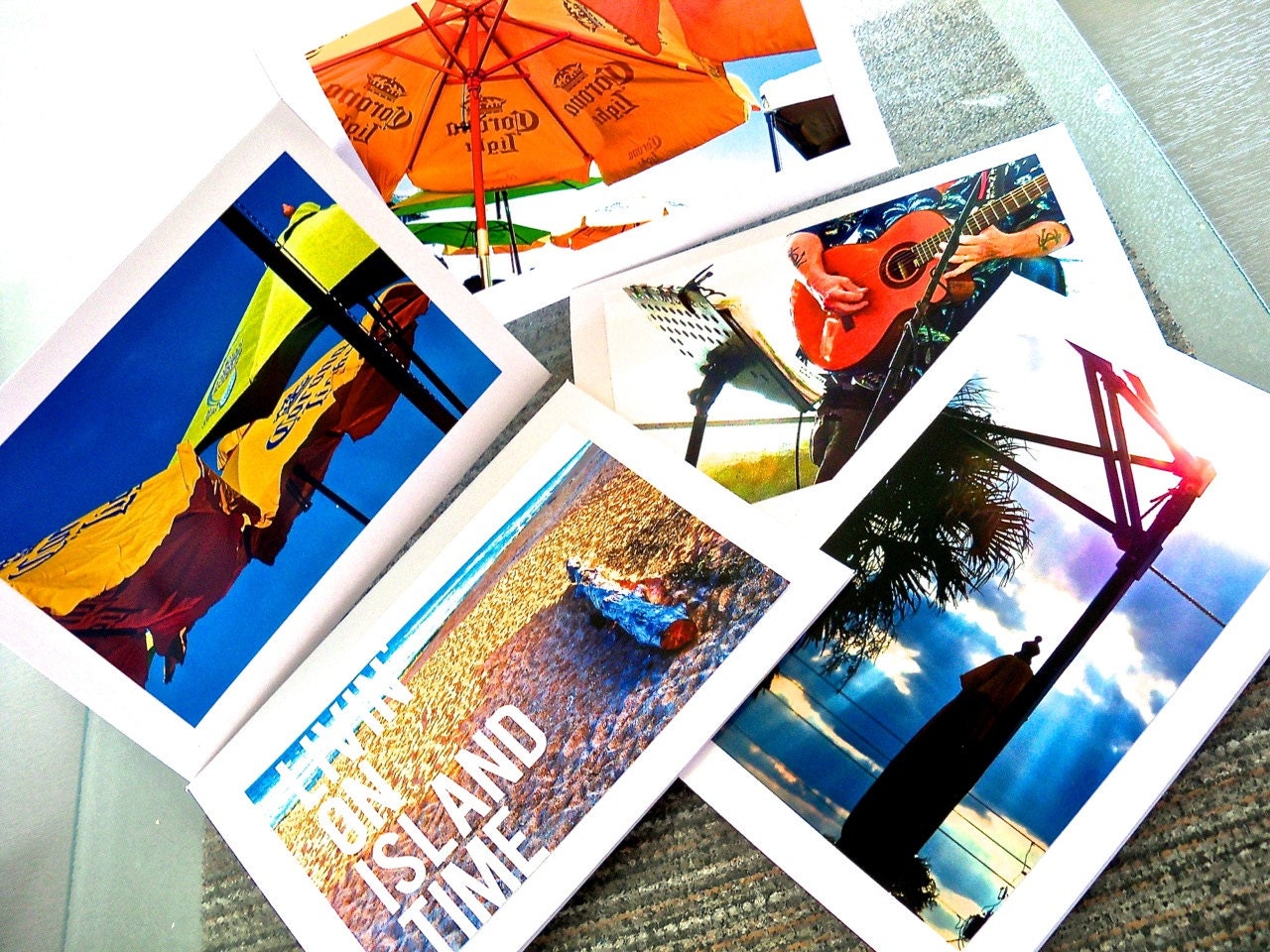 Card Set, 5 Cards plus Envelopes,Livin On Island Time, beachy, blank, notecards, greeting cards, photo cards