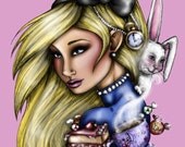 Alice in Wonderland Pink A4 Art Print by Hungry Designs