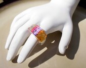 Summer Sale Vintage Acrylic Rainbow Ring size 4 Pinky ring