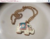 Summer Sale Vintage 12K gold ELKA necklace Elephant Cloisonne Enamel Figural pendant