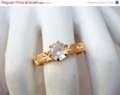 Summer Sale Vintage Gold Engagement Etched Ring Size 8