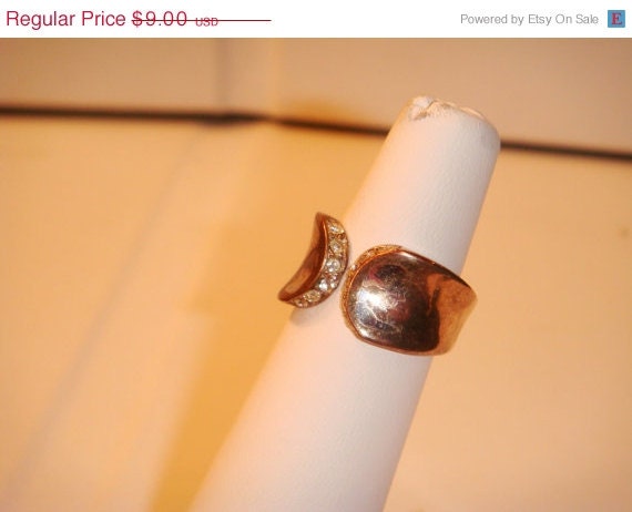 Summer Sale Antique Vintage gold plated sterling silver ring with faux diamonds
