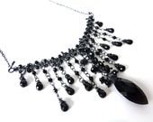Black Spinel Necklace - Oxidized Sterling Silver - Fine Jewelry - Tribal Necklace - Tagt Team