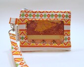 ID Card Holder/Zipper Pouch Wallet in Orange Stripes