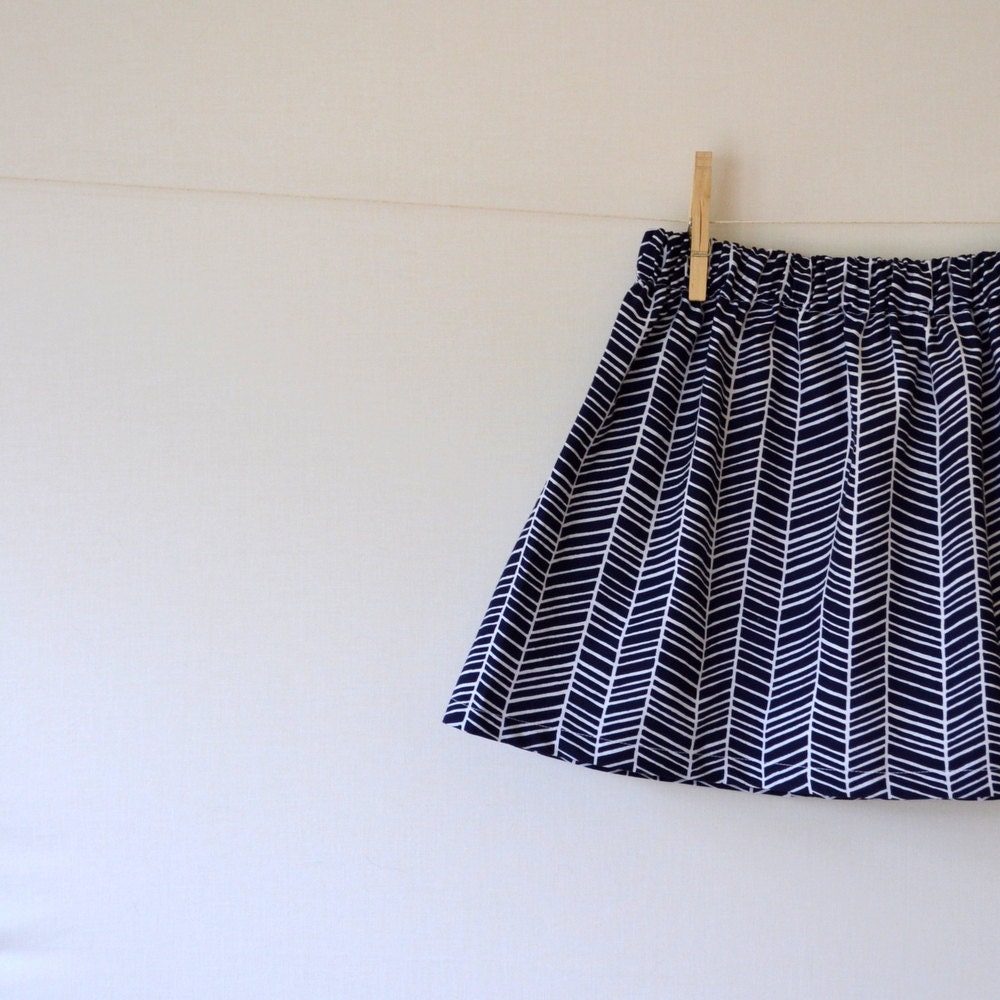 Girls Skirt . Navy Herringbone . Children's Clothing