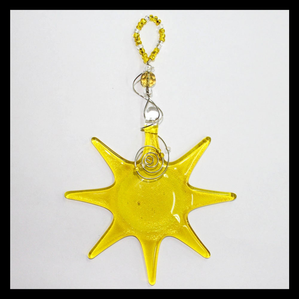 Glassworks Northwest - Sunshine Beaded Suncatcher - Fused Glass Suncatcher