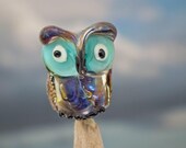 Gideon... lampwork owl bead... sra