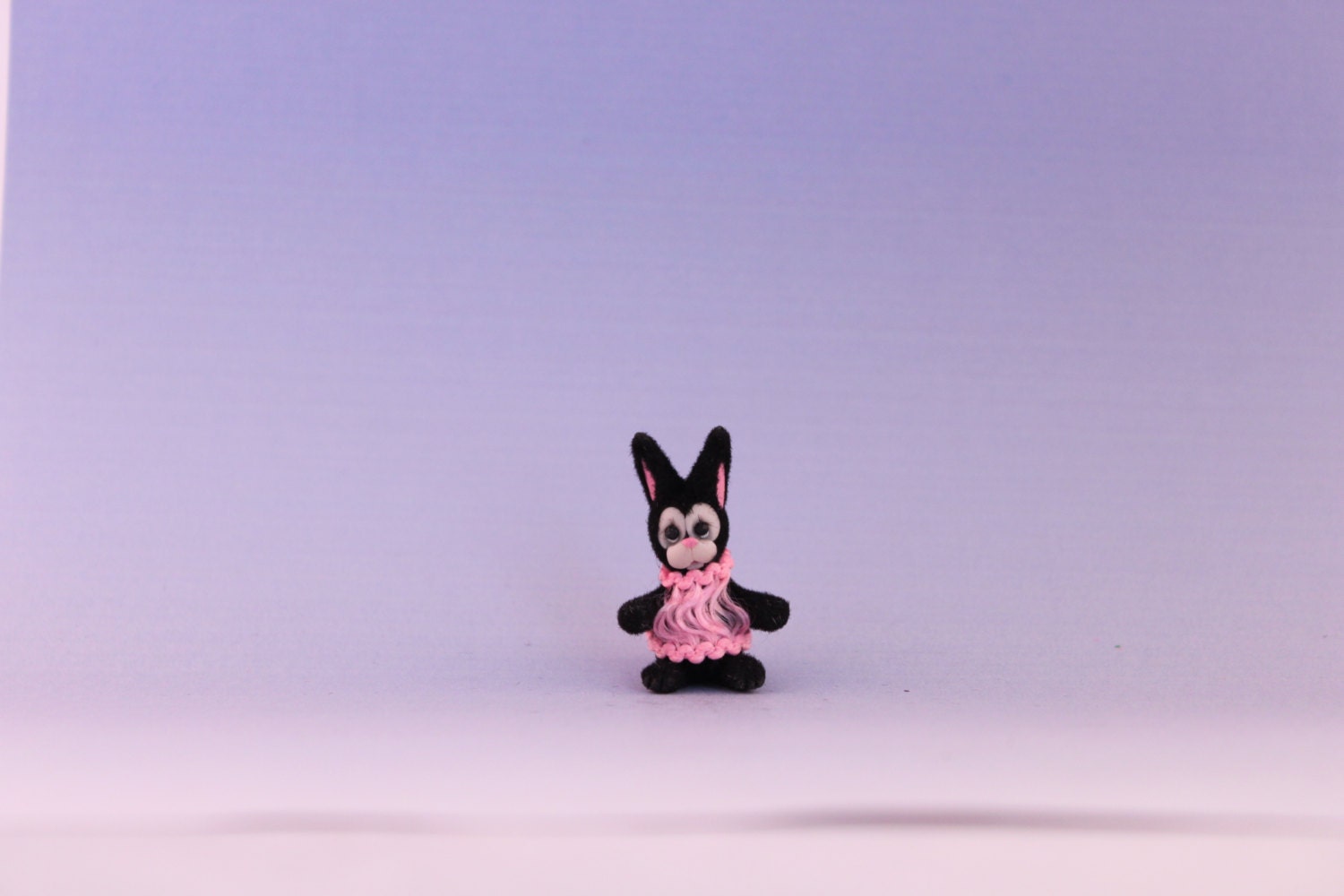 Miniature Handmade Black Bunny Rabbit Baby Doll House Toy Ooak Artist Cheryl Brown