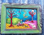 Happy Day Framed Mixed Media Farm House Decor