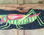 Grasshopper Modern Folk on Reclaimed Wood