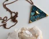Atali Tribal Triangle Arrow  Necklace in Emerald Green, Mint and Aztec Gold