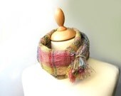 Handwoven neckwarmer naturally dyed - alpaca and merino wool -scarf