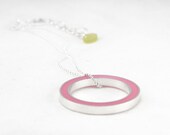 It's Okay Necklace -- pink resin circle, sterling silver