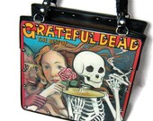 Leather Handbag featuring salvaged Grateful Dead record lp