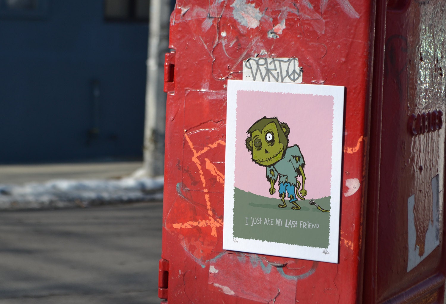 5x7, I just ate my last friend - Limited Edition Zombie Monkey