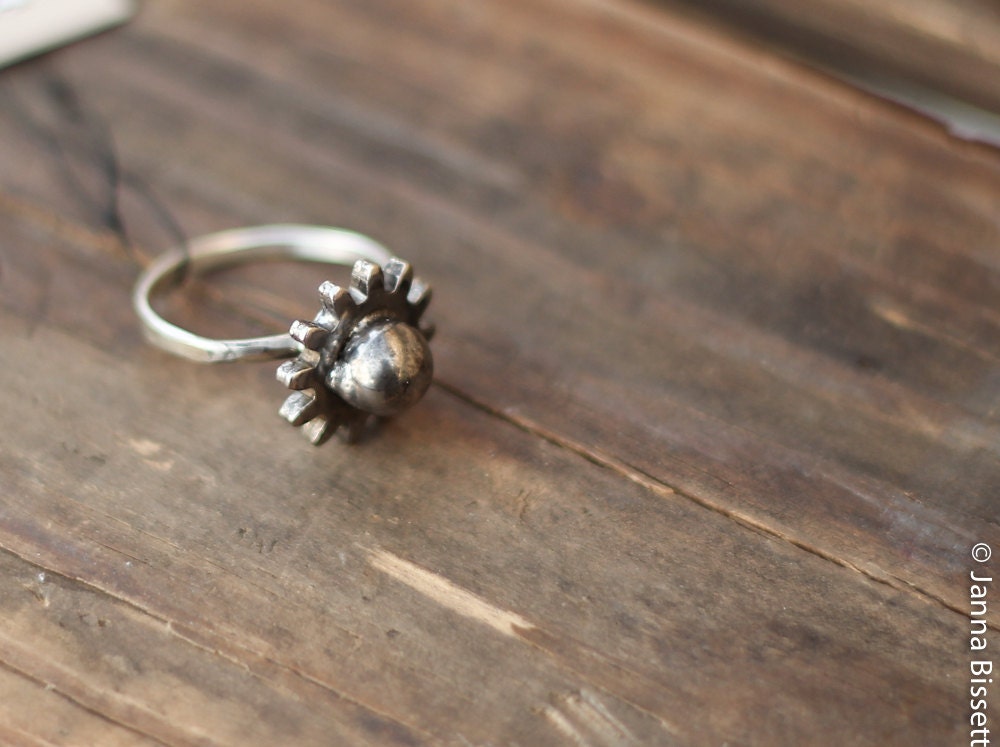Typewriter Ball Bearing Sterling Silver Ring