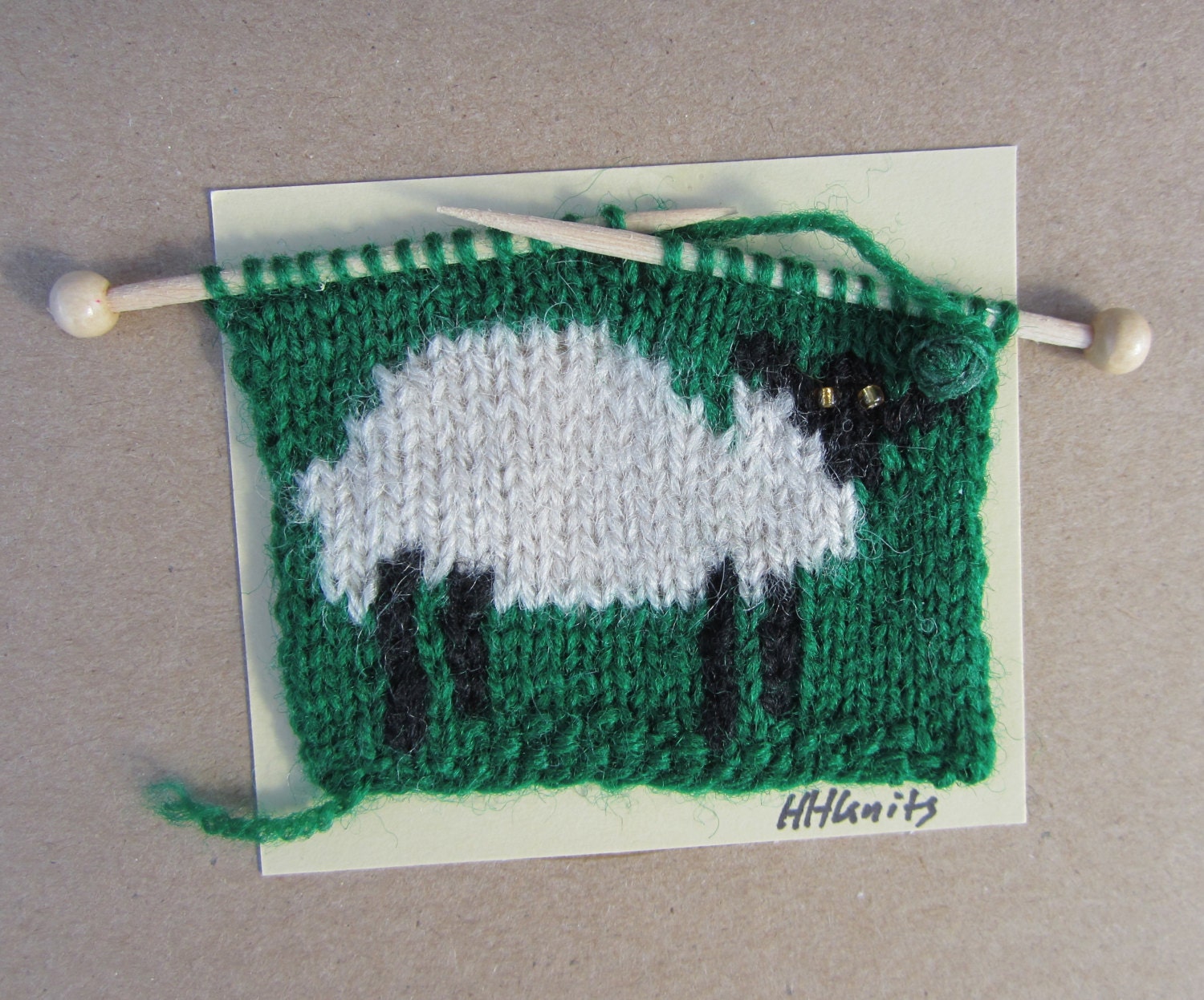 Sheep// Handknitted Note or Greeting Card