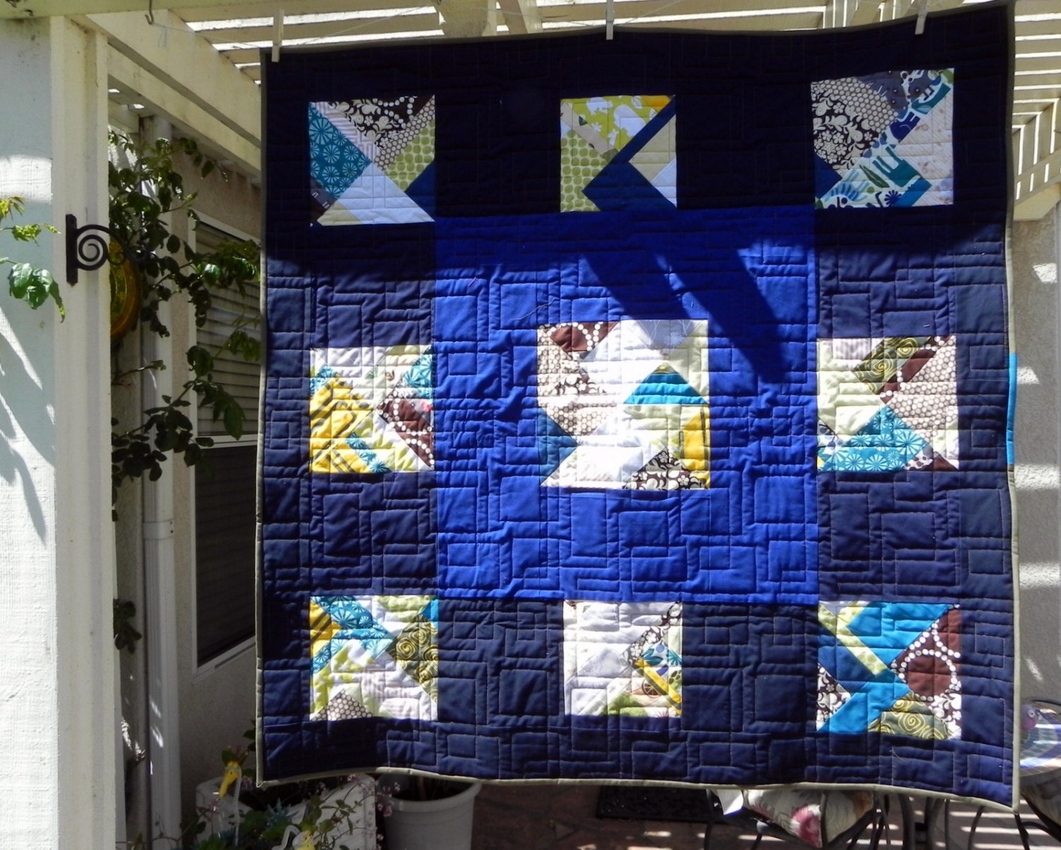 Modern Scrappy Blue Baby Boy Quilt