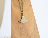 Turquoise Lined Brass Pendulum - Patina Necklace - Tribal Ethnic Axe Medieval Jewellery