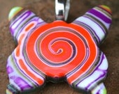 Little Butterfly Swirl Pendant - Fun Teen, Surf, Beach Jewelry - Polymer Clay Jewelry