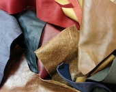SALE... 10 percent off - 1/2 a  pound Lambskin soft  Leather Remnants (generous pieces),  EARTHY COLORS and some surprises, hand selected